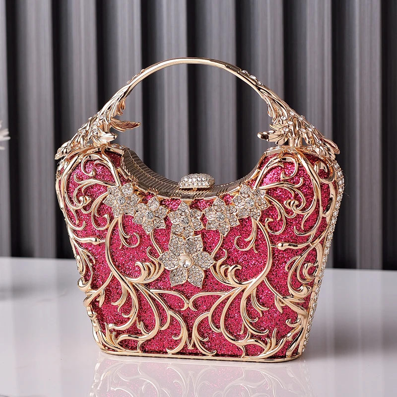 Red Woman Bags Crystal Clutch Purse Luxury Designer Brands Handbags Crown Shape Elegant Party Wedding Crossbody Bag Bing