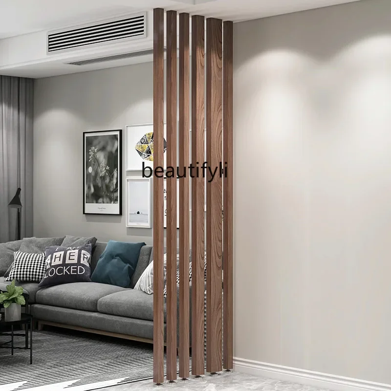 

A17 Screen partition entrance living room solid wood entrance entrance wooden strip blocking grille free punching foyer decorati
