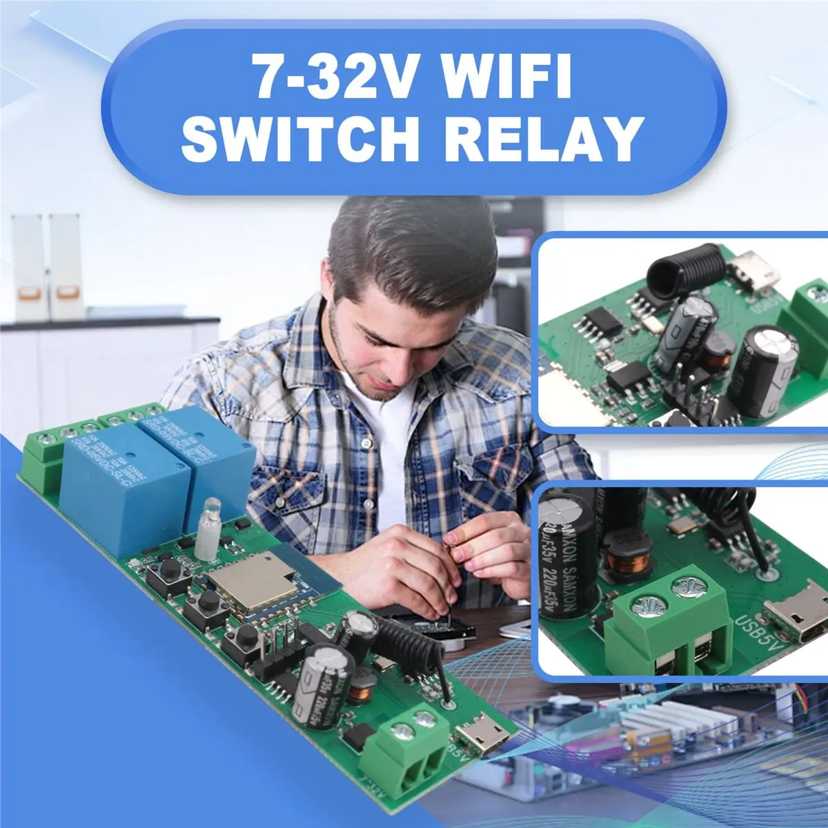 HowAA87 Smart Tuya Smartlife Wifi Switch Relay 2CH 5V/7-32V for Inching Self-Locking Interlock for Alexa Google Home