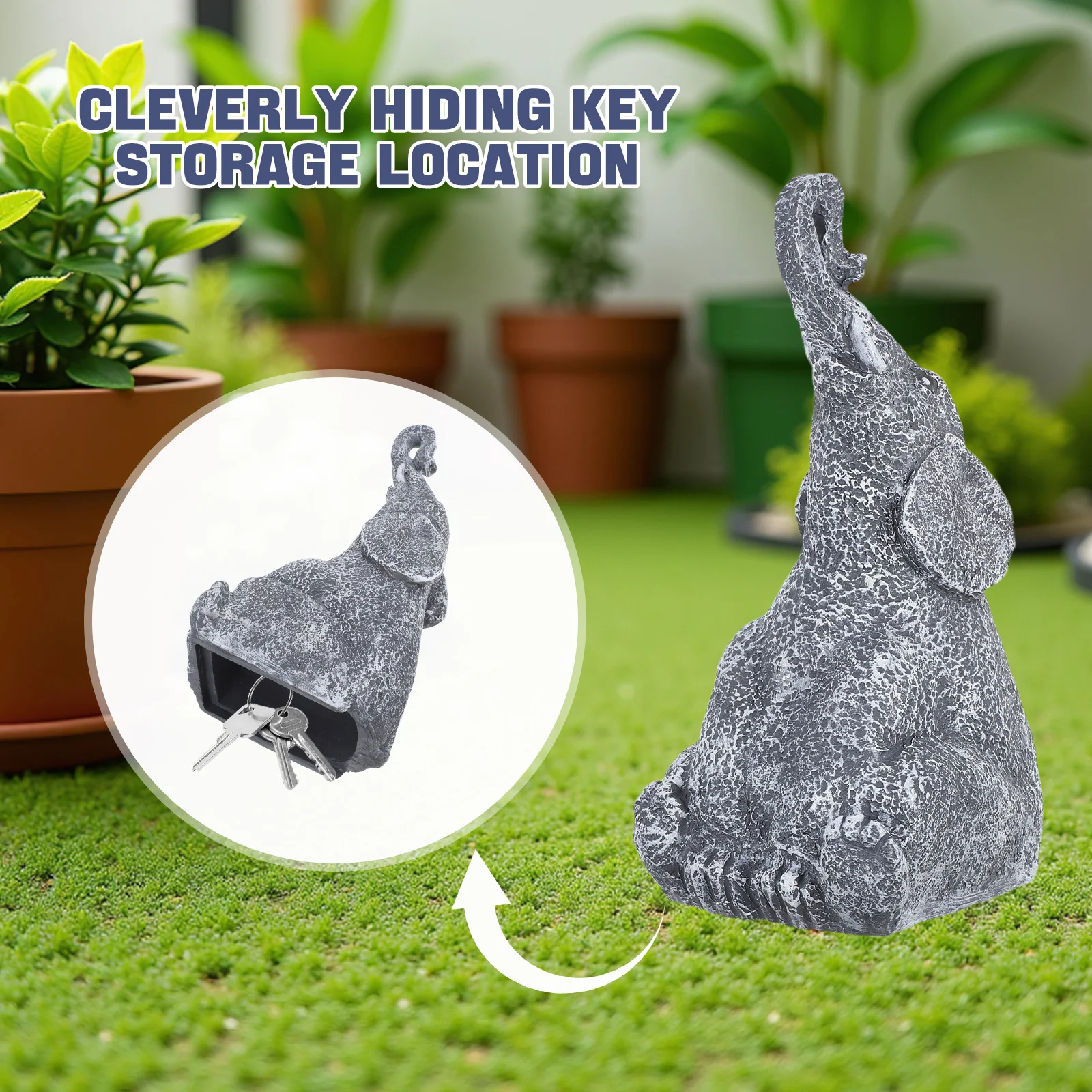 장식용 코끼리 보관함 야외 방수 레진 숨겨진 열쇠 보관함 정원 마당 비상용 가짜 열쇠 보관함