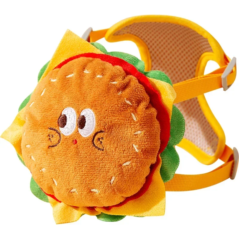 Pet Cute Burger and French Fries Backpack Towing Rope Cat Vest Dog Chest Strap for Walking Dog Rope Supplies