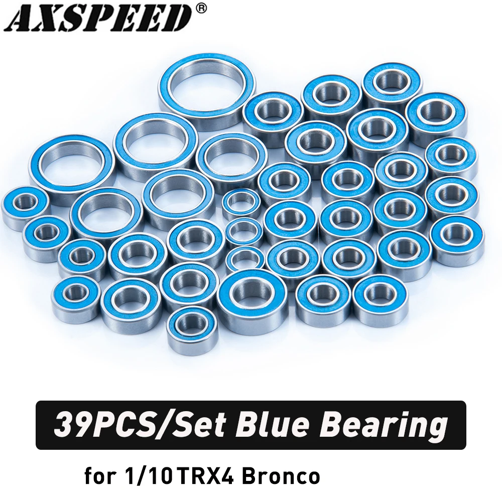 AXSPEED 39PCS Sealed Bearing Set TRX4 Blue Ball Bearings for 1/10 RC Crawler Car TRX-4 Bronco Upgrade Parts