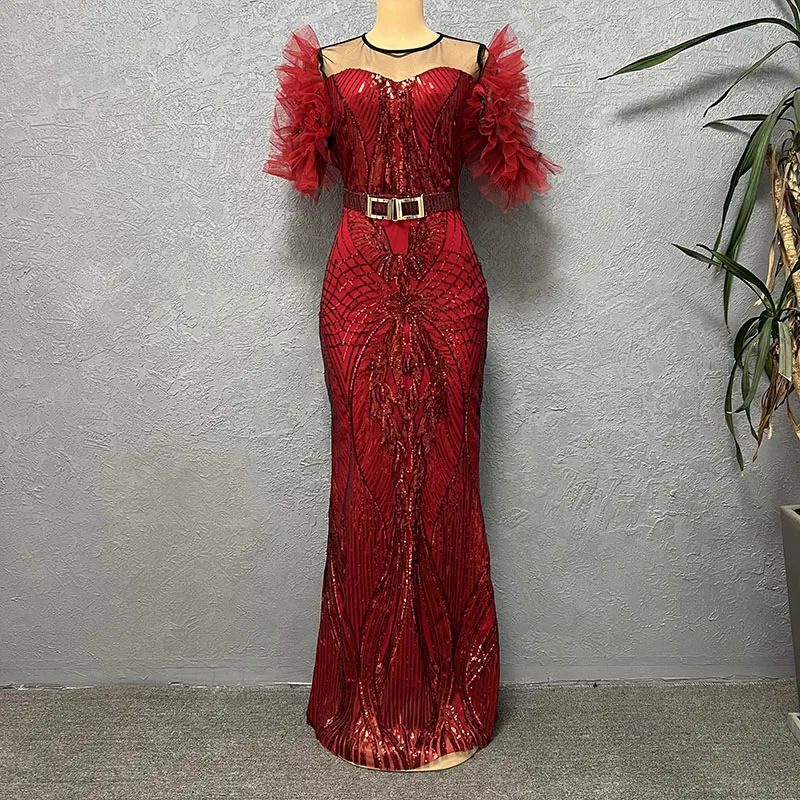 African Wedding Evening Gown Turkey Dresses For Women Glitter Luxury Sequin Bodycon Cocktail Party Formal Dress Dashiki Clothes