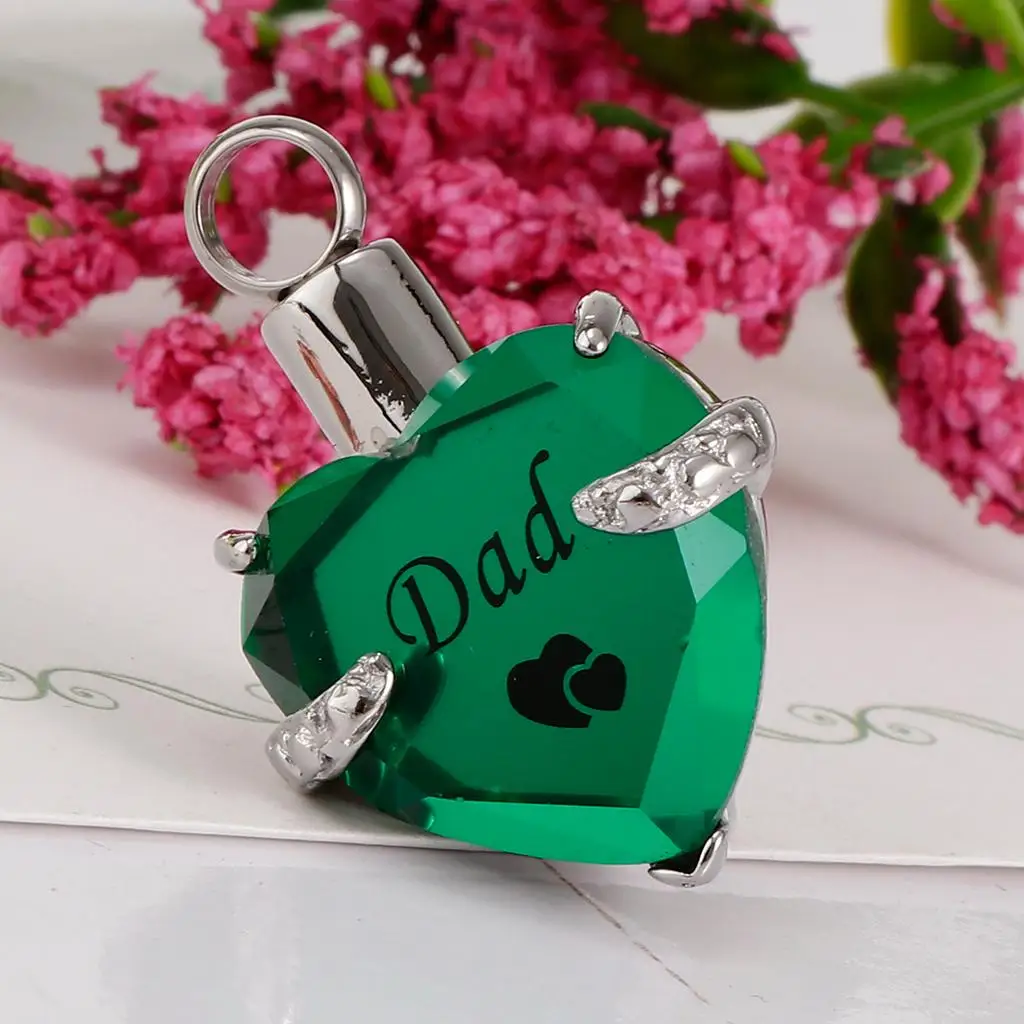 Stainless Steel Heart Urn Pendant for Ashes Openable Cremation Necklace Rhinestone Memorial Jewelry for Dad Mom Cherished