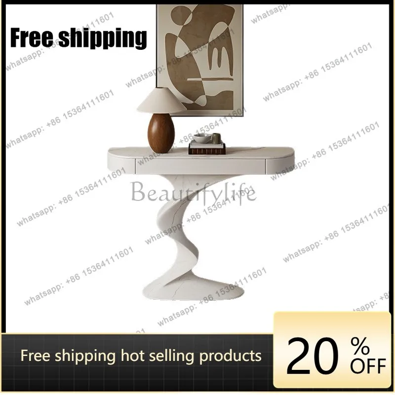 PJ entrance table light luxury high-end solid wood microcrystalline stone end view table customization