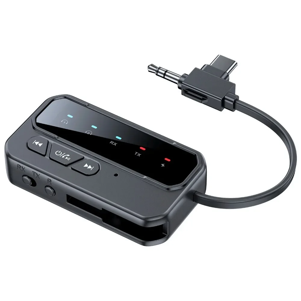 Bluetooth 5.4 Transmitter Receiver Supports to 2 Headphones/phone AUX Wireless Audio Adapter for Car,Airplane,PC,Gym,Switch