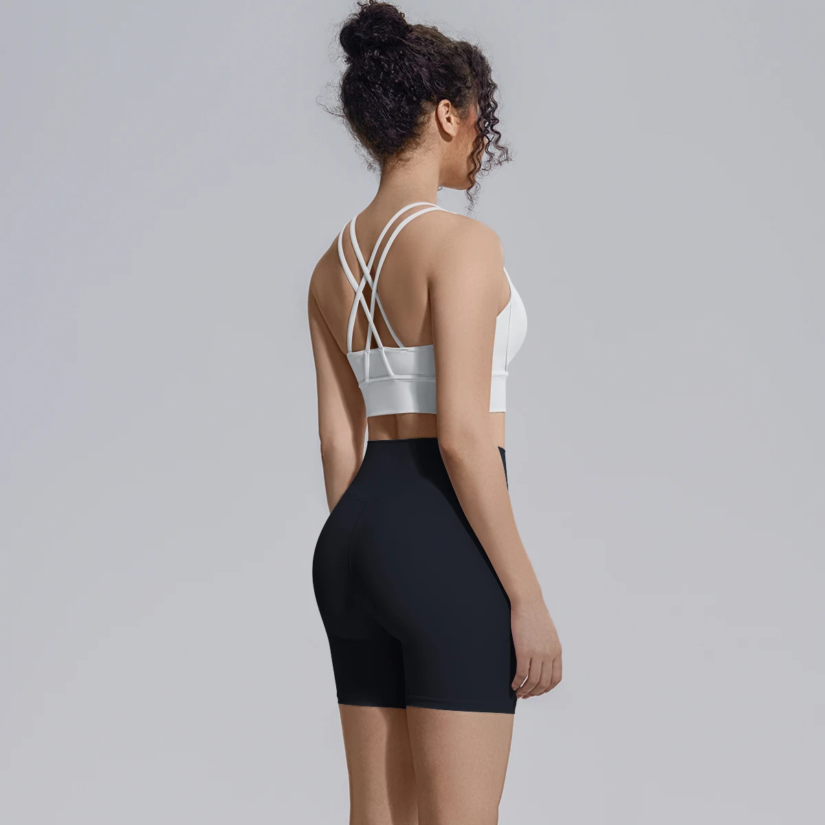 2-teiliges Yoga-Set, atmungsaktiv, für Sommer, Laufen, Radfahren, rückenfreier Sport-BH, High-Waist-Shorts mit Peach-Butt-Effekt, Fitness-Shorts, Gym-Yoga-Set – Detail 25