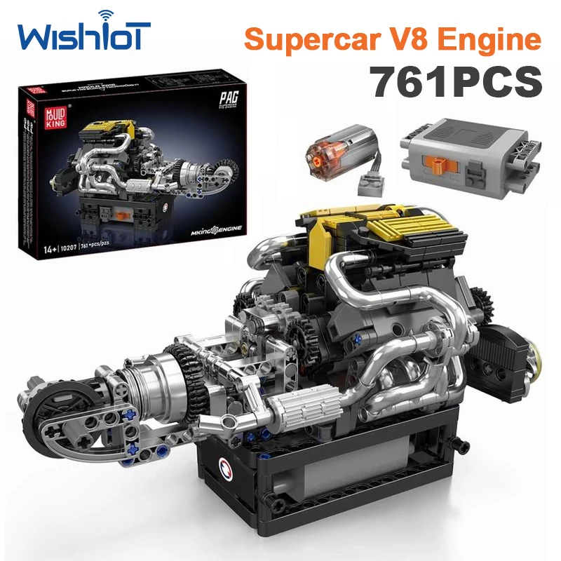10207 761pcs V8 Engine Sports Car Model Building Blocks Set DIY Supercar Vehicle Assembly Bricks Puzzle Toy Kids Gifts