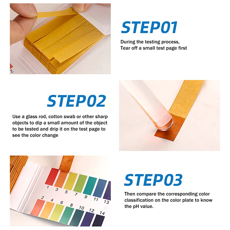 400pcs/5books Professional 1-14 Ph Litmus Paper Ph Test Strips Water Cosmetics Soil Acidity Test Strips With Control Card