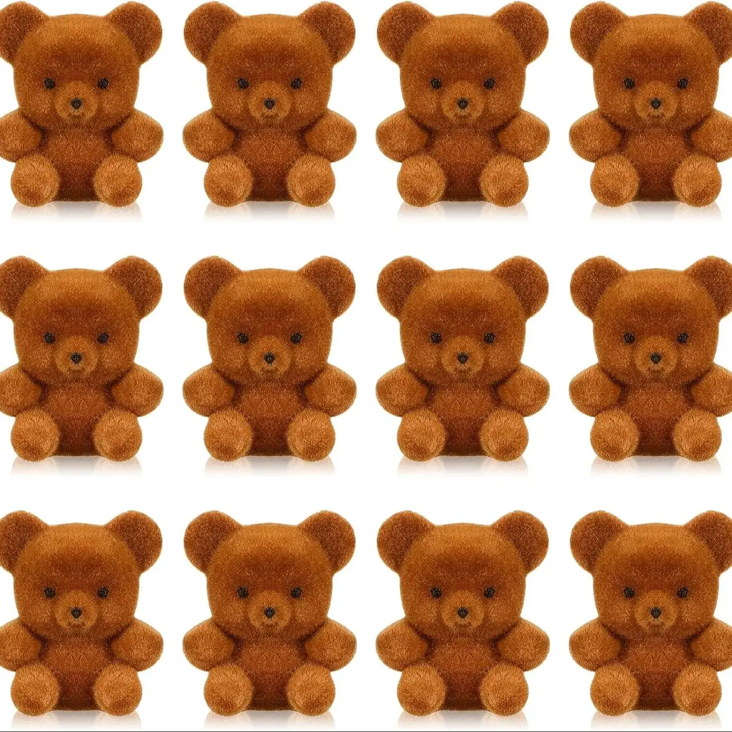 20 pcs Miniature Flocked Mini Bear Pendant Cartoon Animal Decorations for Jewelry Bag DIY Charm