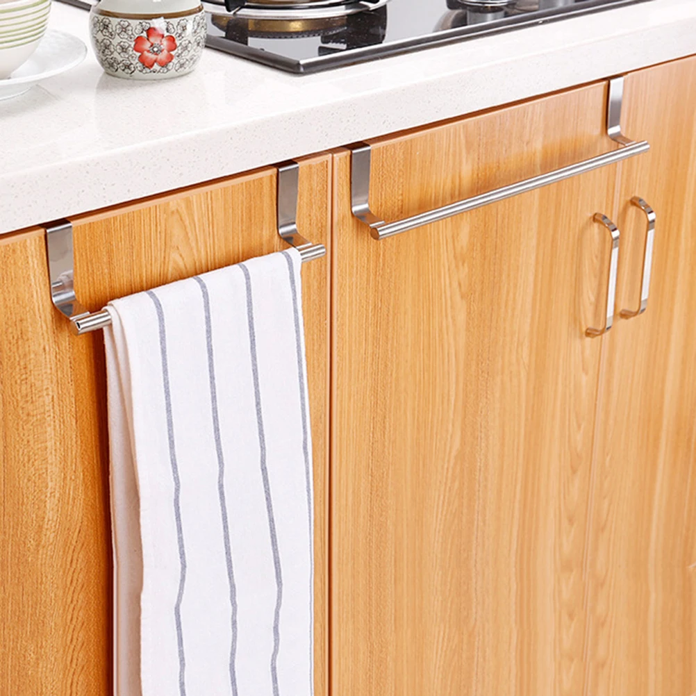 

Stainless Steel Towel Rack Single Pole Silver Telescopic Rod Eva Material No Punch Wall Mount Space Saving Hanging Rack