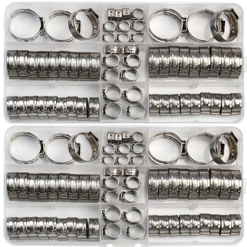 

80Pcs Hose Clamps Stainless Steel 5.8-23.5mm 1-Ear Stepless Clamp Worm Drive Fuel Water Hose Pipe Clamps Clips Hose Fuel Clamps