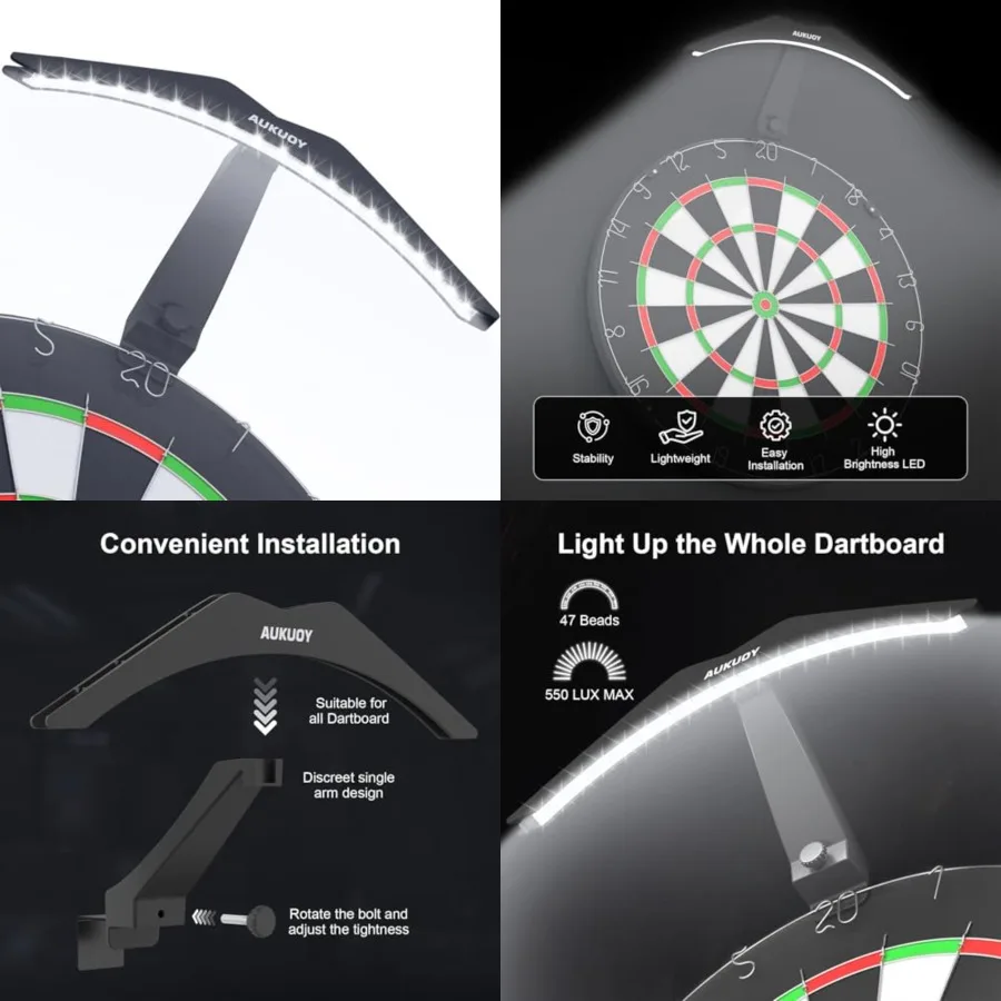 

Dart Board Light, Bright LED Dart Board Lights with 3M Power Cord, Professional Dartboard Lighting Accessories - Black