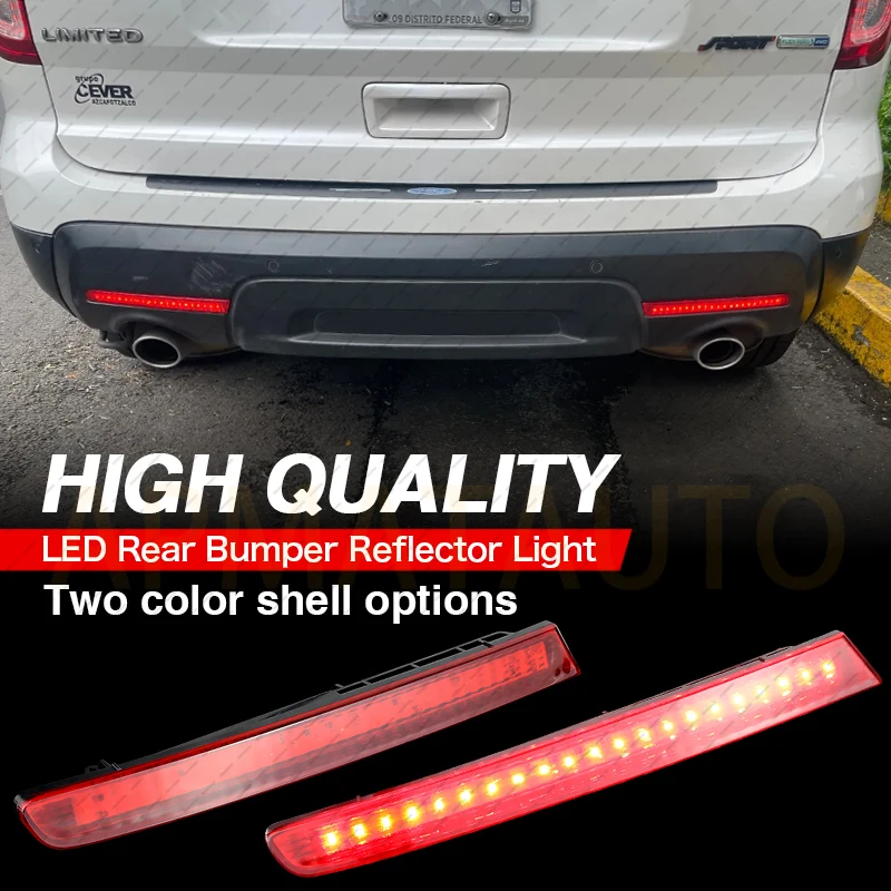 

2PC Smoke/Red Lens LED Rear Bumper Reflector Light For Ford Explorer 2011 2012 2013 2014 2015 Tail Signal Brake Fog Warning Lamp