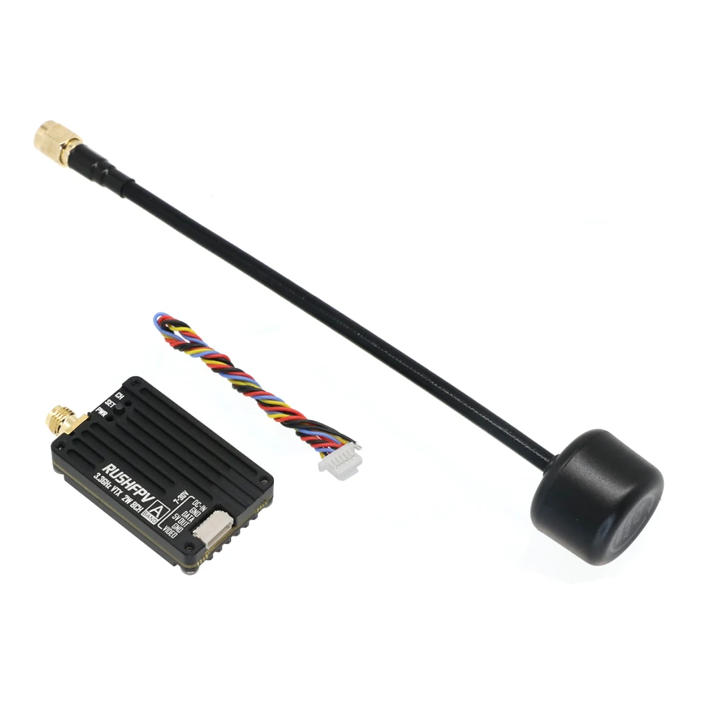 RUSH 3.3G 2W 고출력 8CH VTX 비디오 송신기(CNC 쉘 + RC FPV 장거리 고정익 드론용 안테나 키트 포함) DIY