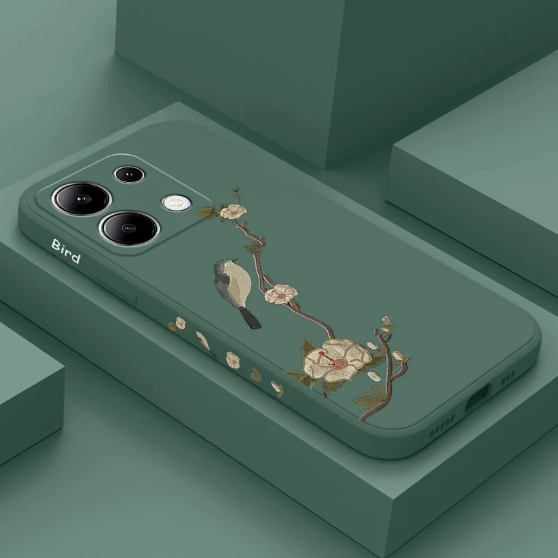 

Bush Bird Phone Case For Xiaomi Redmi Note 14 13 12 12S 11 11S 10 10S 9 9S Pro Plus 4G 5G Liquid Silicone Cover