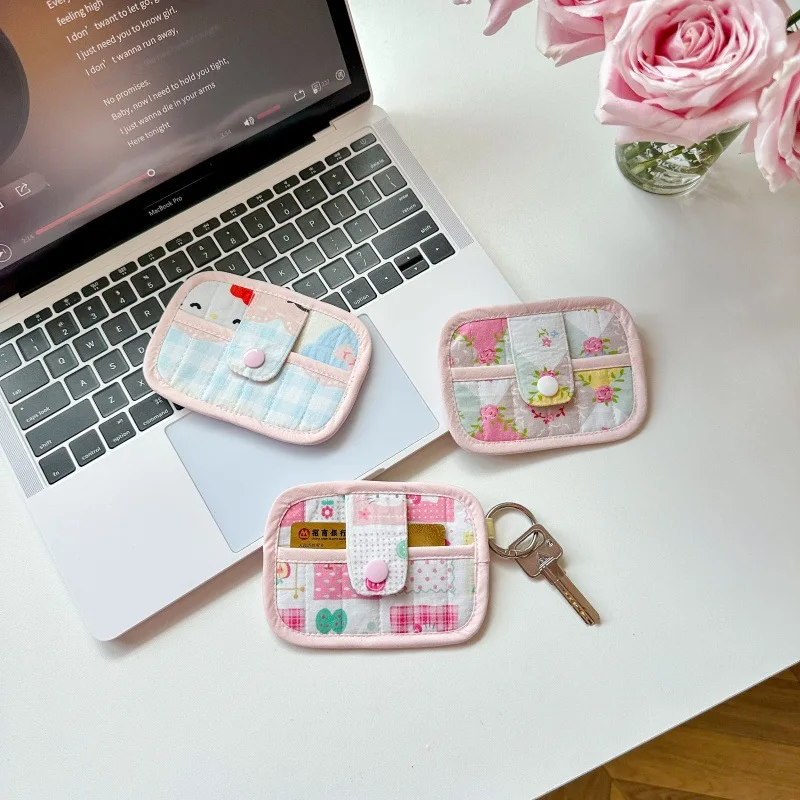 

Hello Kitty Printed ID Card Bag New Fashionable Cute Girl Fabric Handmade Storage Wallet Mini Single Layer Accessories Wholesale