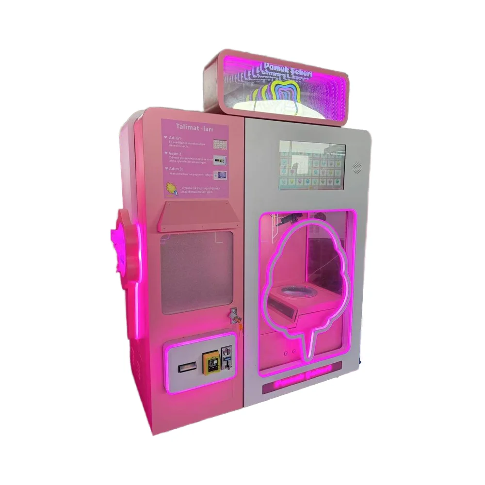 English-speaking Coin-Operated Metal Candy Vending Machines Selling Cotton Candy in the United States Russian Language Games