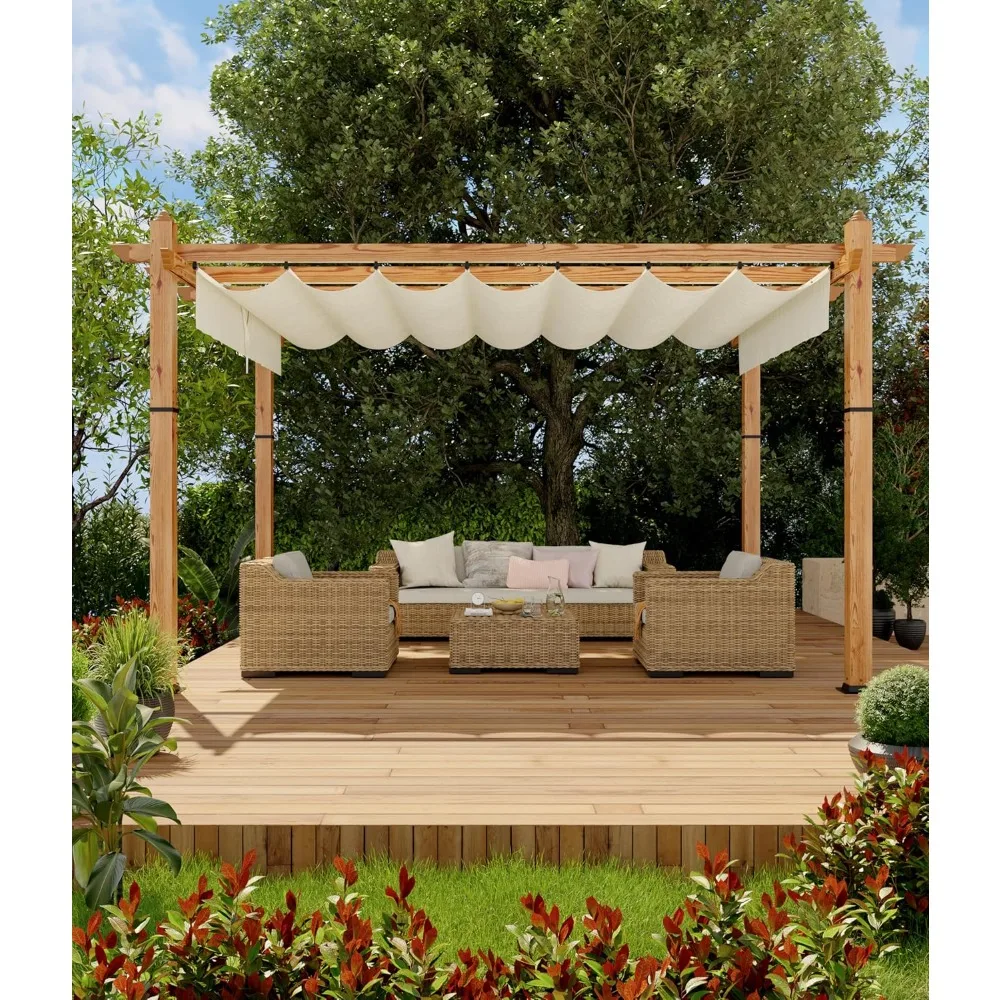 

10 x 13 футов алюминиевая пергола под дерево, уличная беседка с выдвижным навесом, солнцезащитный козырек для сада, патио, заднего двора, де