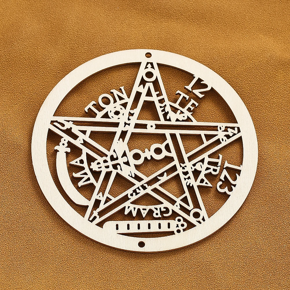 11CM Hollow Pentagram Wood Wall Hanging Stars Solomon Art Crafts Pendant Crystal Base Board Plank Meditation Sacred Geometry