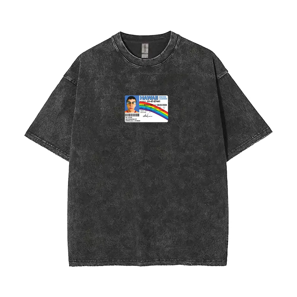 Gewaschenes Vintage-Film-T-Shirt mit lustigem Mclovin-Grafikdruck für Männer und Frauen, lässiges Humor-T-Shirt, Herrenmode, Oversize-Streetwear – Detail 8