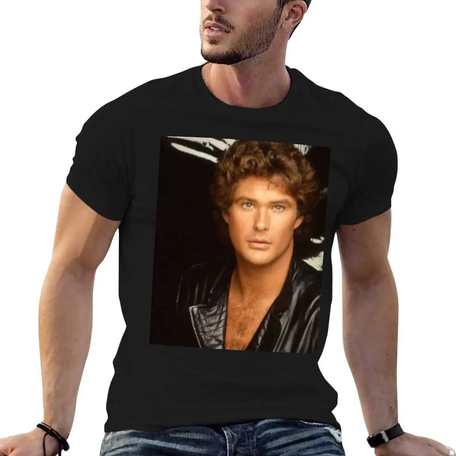 

david hasselhoff young Sleeveless Top anime anime t shirts t shirts for men cotton customizeds blanks sweat shirts, men