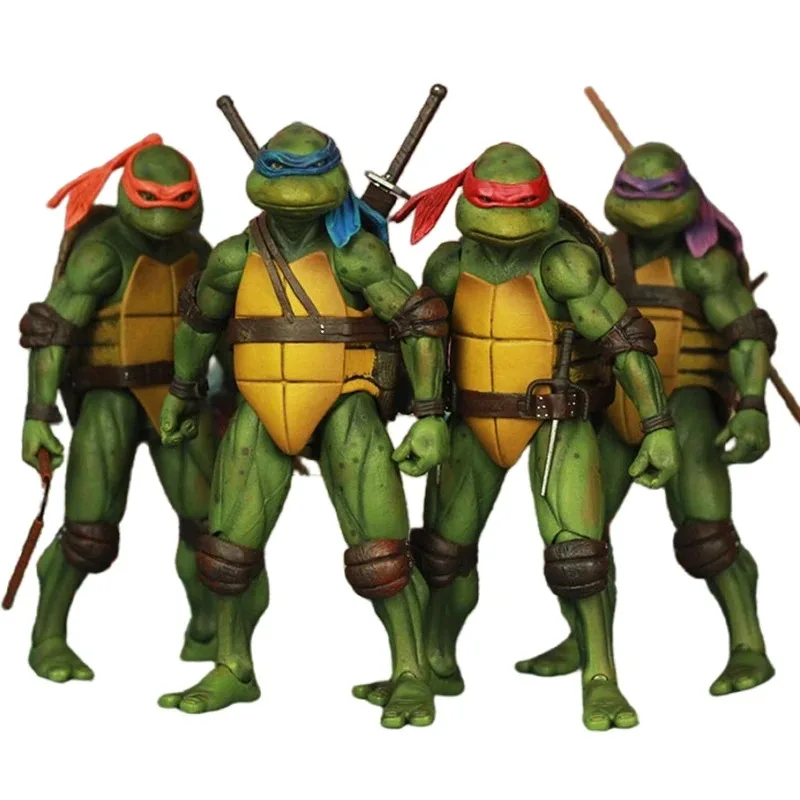 NECA 4 Teile/satz Teenage Mutant Ninja Turtles TMNT 1990 Version Action Figure Film Edition Filme Modell Anime Kinder Für Spielzeug Puppe