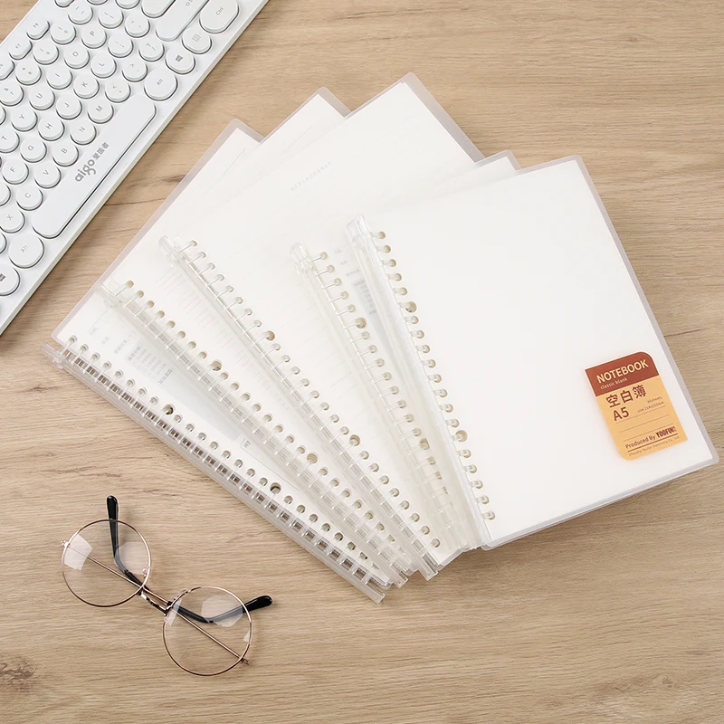 Youfun New Arrival Designer Push Clip Reusable Loose Leaf Notebook PP B5 Wordpad Grid Line Inner Pages A5 Removable Scrapbook