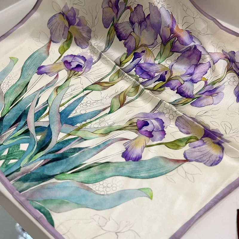 Spring 2026 Elegant Graceful Digital Printed Scarf Crepe Satin Women's