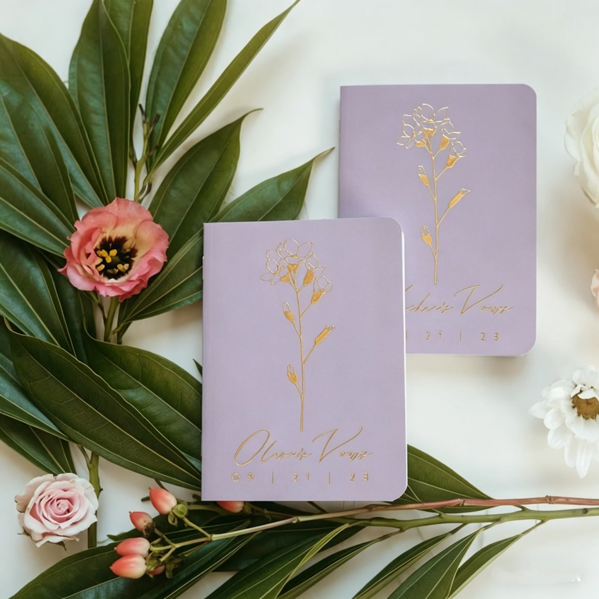 

Набор из 2 книг для свадебных обетов в стиле бохо, персонализированные зеленые и золотые блокноты для обетов с золотой фольгой для него и для нее - оливковый цвет