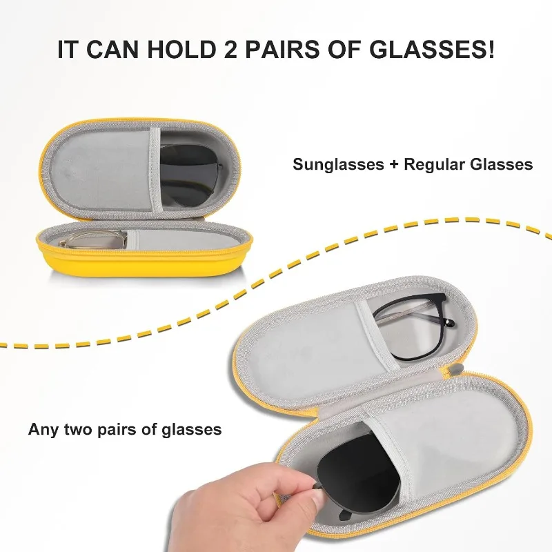Glasses Finishing Box with Clip Zipper Seal, Suitable for Storing 2 Pairs of Glasses, Student Eye Box, Pencil Case.