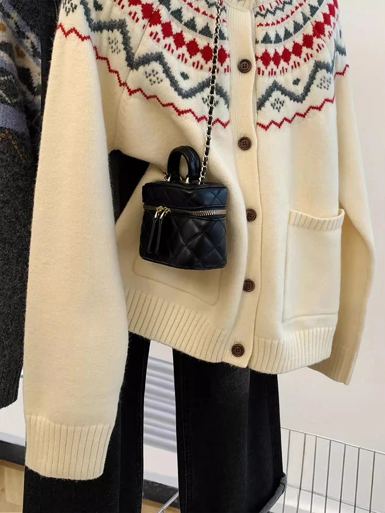 Autumn Winter New Lazy Style Sweater Women's Round Neck Long Sleeved Sweater Jacket Cardigan Retro Loose Knitted Top