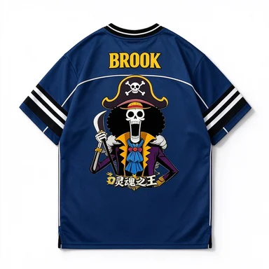 One Piece Luffy V-neck Anime Gear 5 Luffy&Brook Soul King Printed Quick Drying Loose Casual Mesh T-shirt