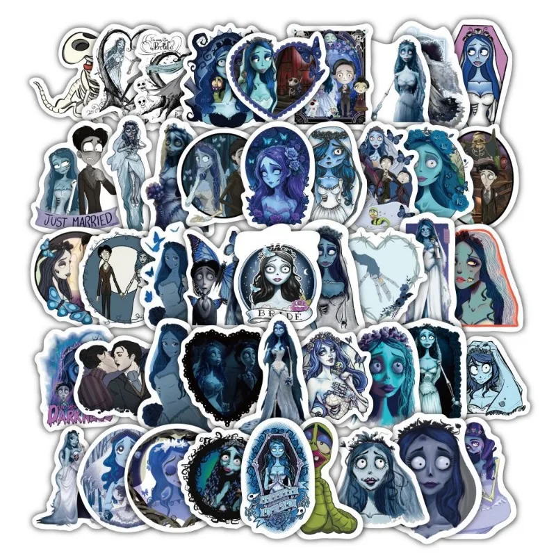 60pcs Animated Movie Corpse Bride Sticker Suitcase Water Cup Car Stationery Mobile Phone Decoration Waterproof Sticker