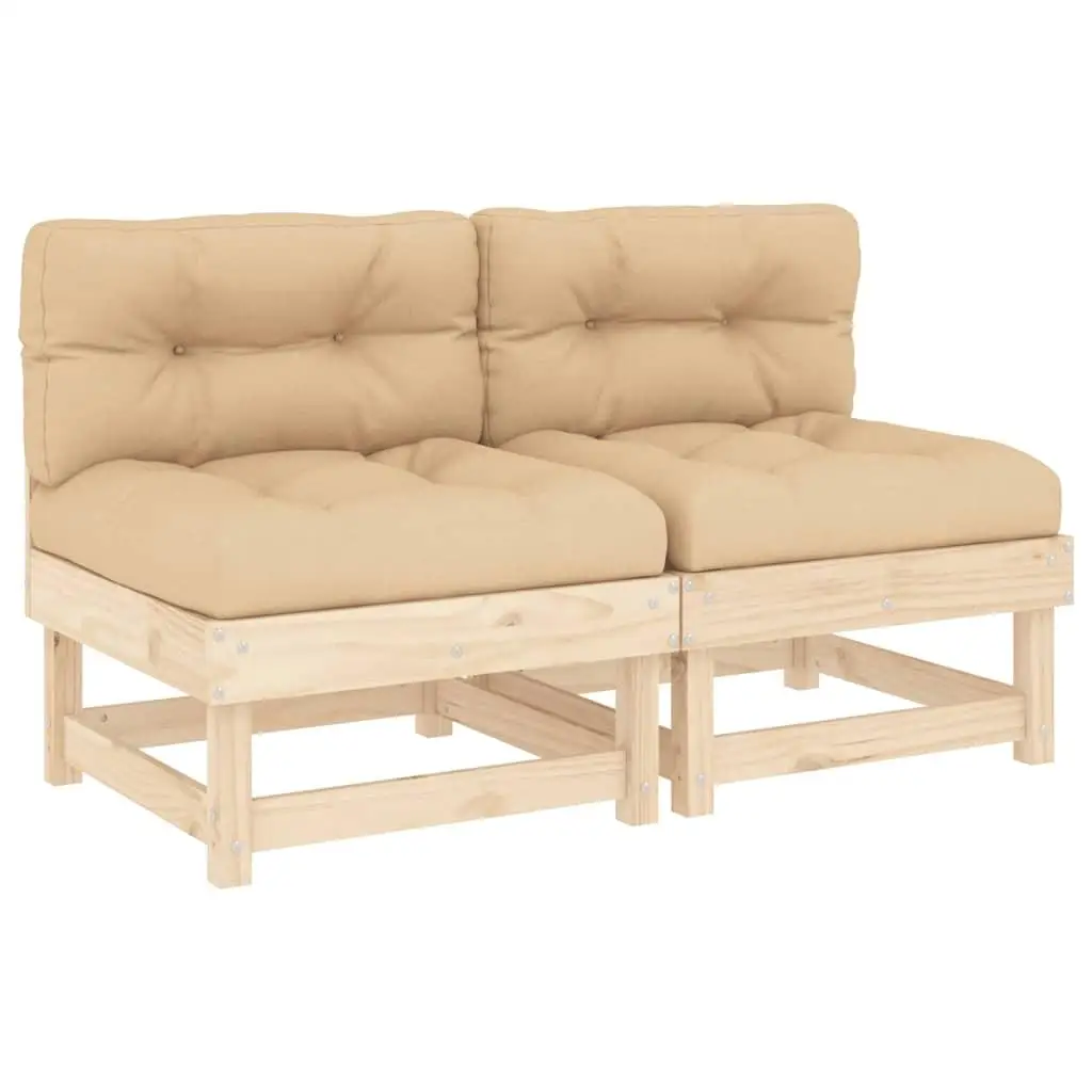 2-Piece Solid Wood Pine Middle Sofa Set with Cushions - Stylish & Comfortable Seating