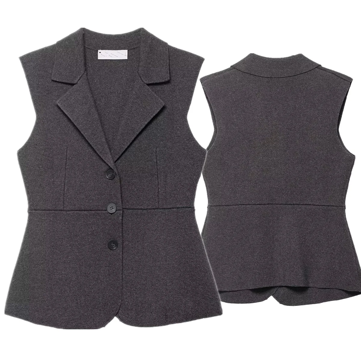 

Dave&Di 2026, минималистичный костюм без рукавов, французский модный женский элегантный серый вязаный жилет, топы, женская куртка, женская одежда, топы