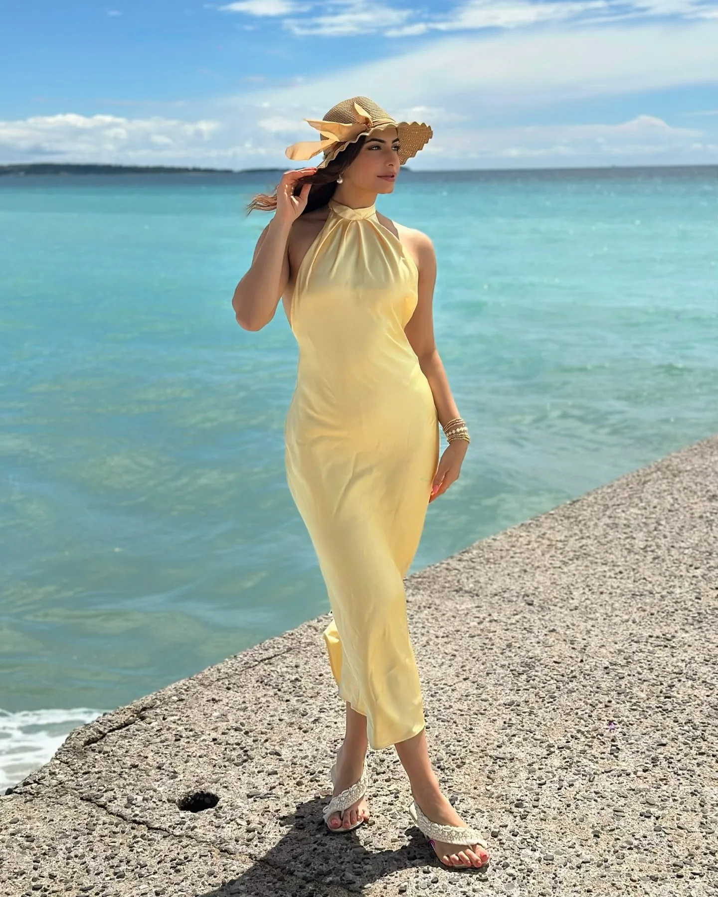 Hh feminino verão elegante cetim halter midi vestido sem mangas fora do ombro sem costas rendas até sólido festa de noite vestidos sexy