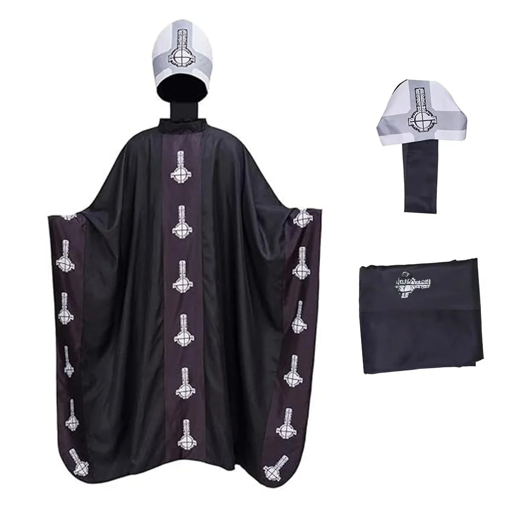 Ghost BC Papa Robe Cosplay Costume Halloween Band Lead Singer Costume Wings Hat Included High Quality Chinese Manufacturer