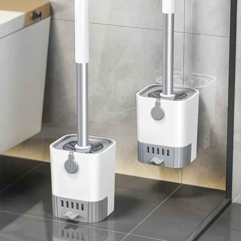 

Long Handle Plastic Toilet Brush with Drain Base Punch-Free Wall Mounted WC Toilet Cleaning Brush Bathroom Accessories