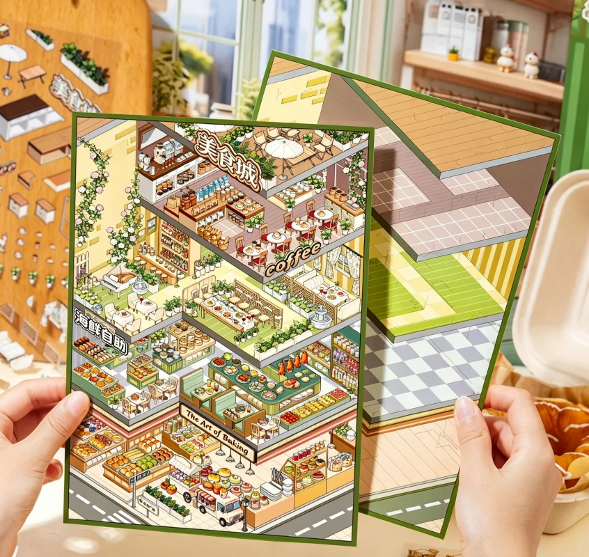 JCAC Fantasy Space 1.0 3D Miniature Scene-Building Stickers, Grocery Stocking, DIY Journal Collage, Stress Relief, Pastime