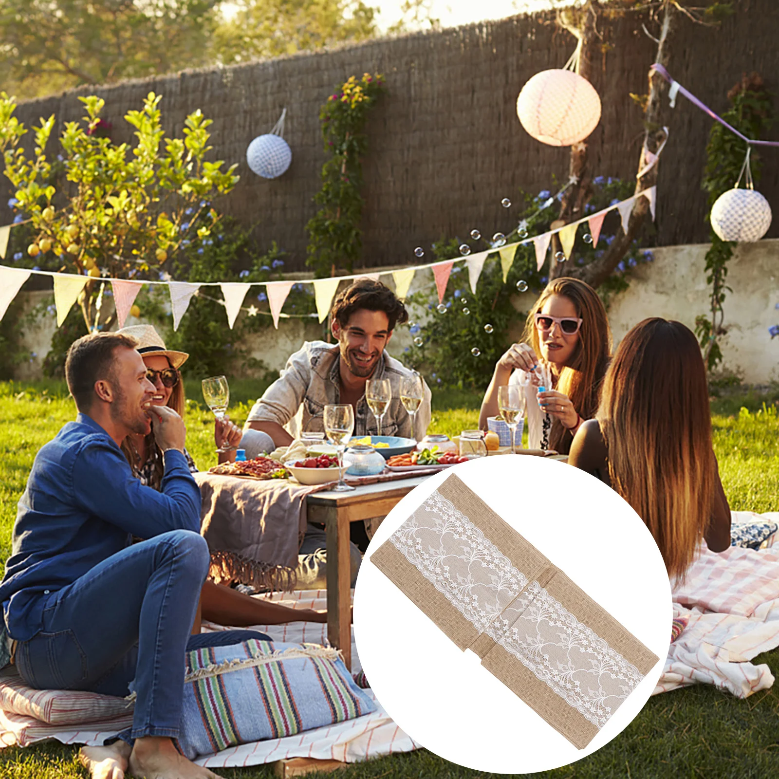 

Jute Table Runner Hollow Pattern Rustic Style Tablecloth Wedding Kitchen Party Table Decor Supplies Wedding Tablecloth