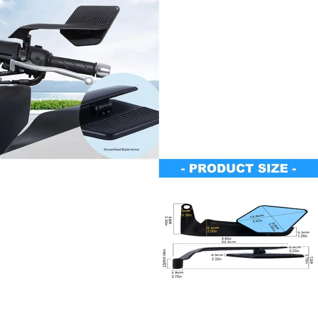  Wide Coverage Motorcycle Rear View Mirror Night Day Clear Light Weight Mirror Wear Resistant Vibration Control