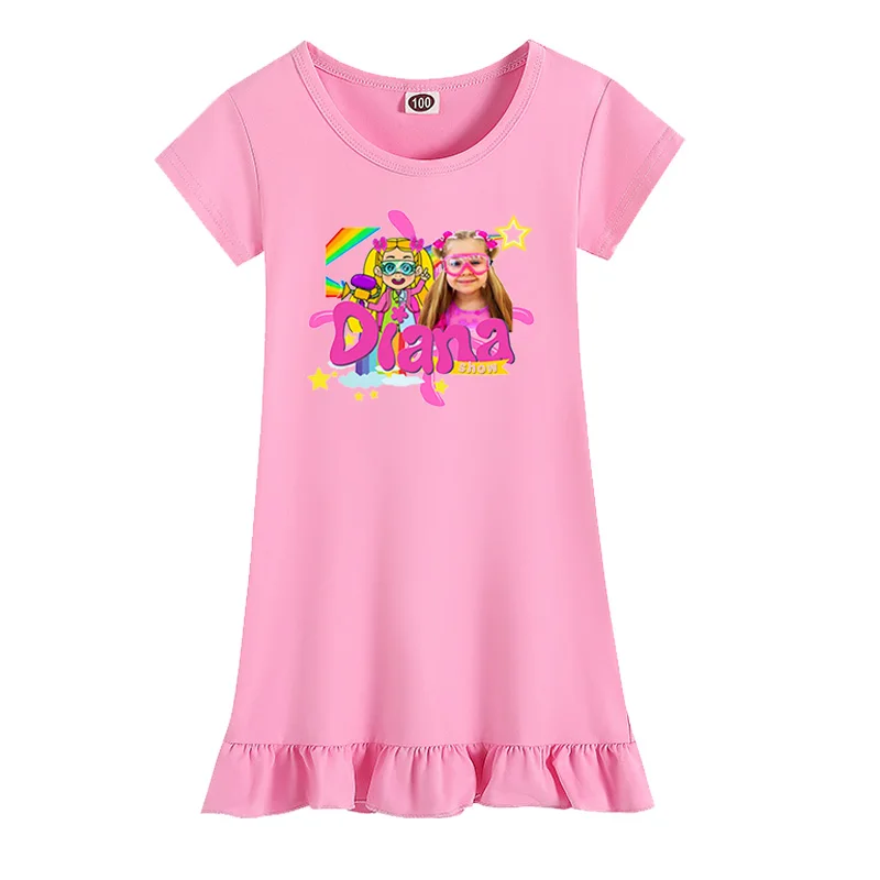 New Summer Love Diana and Roma  Kids Costume Baby Girls Homewear Cartoon Nightgowns Children Casual Dresses Sleepwear
