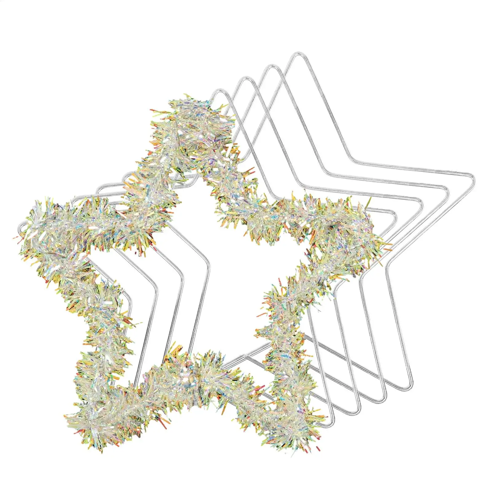 حلقات حرفية معدنية 8 بوصة على شكل نجمة حلقة حرف يدوية 5 قطع صائد الأحلام أداة ذاتية الصنع للحرف اليدوية قطع مركزية زهرية لحفلات أعياد الميلاد والزفاف