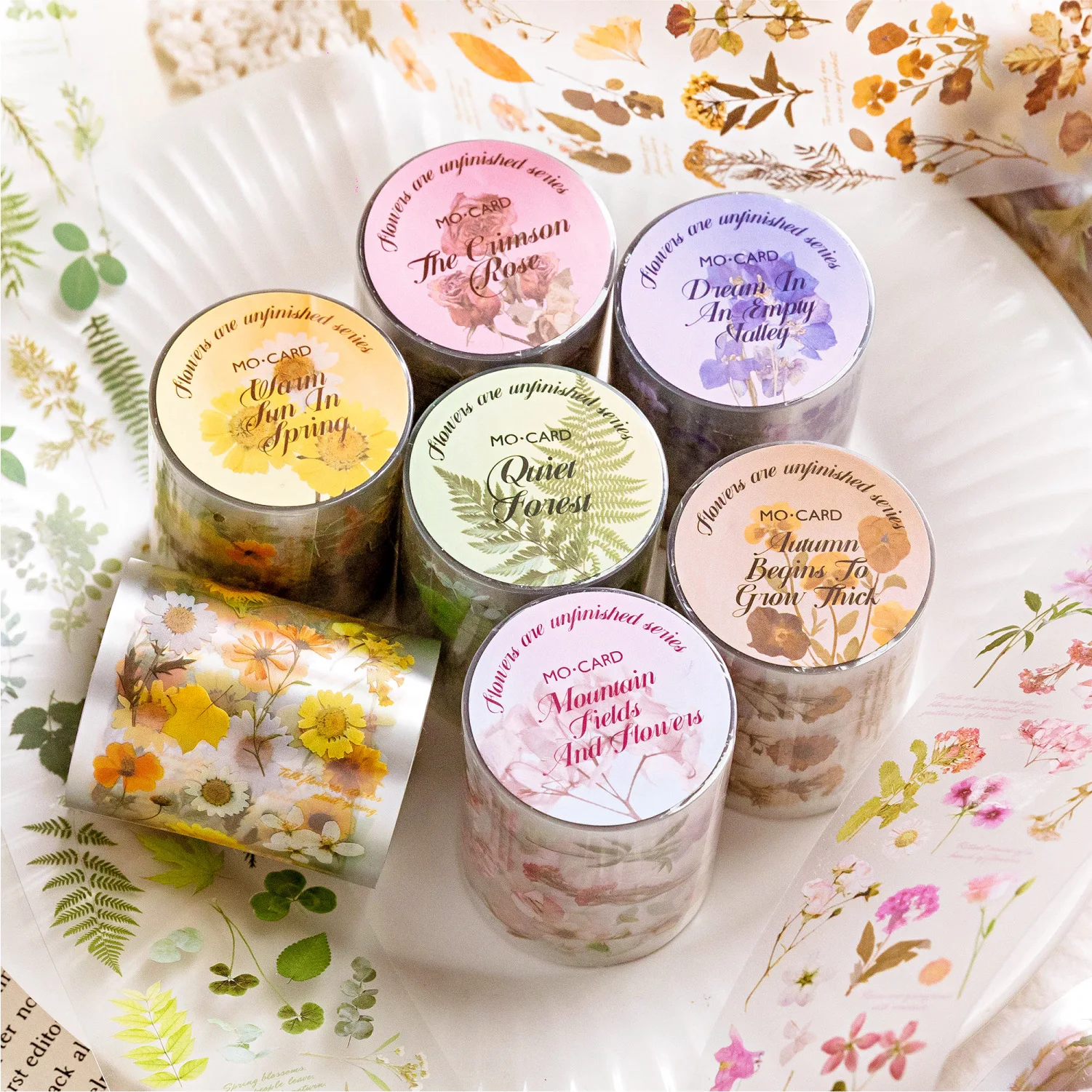 1pcs DIY Decoration Adhesive Tapes Japanese Plants and flowers Junk Journal Masking Tapes stickers