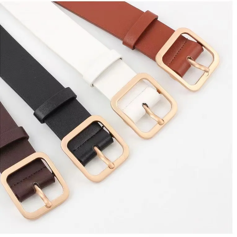 ALA Rising|2024C New Style Belt Real Leather Square Metal Vintage Simple Design All Mtach Women Belts