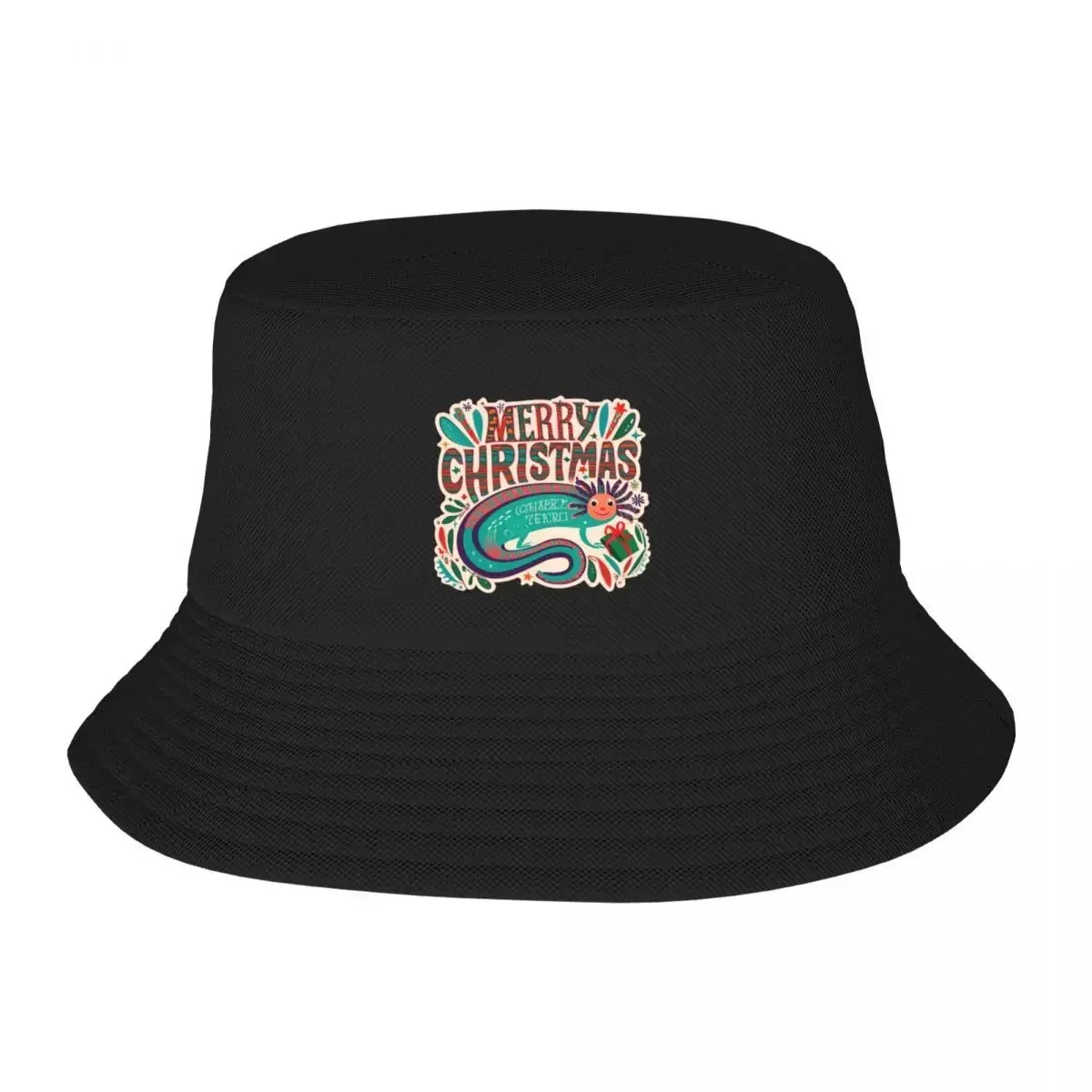 New cute axolotl surrounded by christmas things Bucket Hat Golf Wear Mountaineering Male Hat For Man Women's