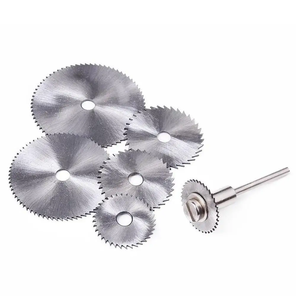 6Pcs Mini HSS Circular Saw Blades With 1/8in Shank Mandrels For Dremel Foredom Rotary Tool Cutting Wood Plastic Metal DIY Repair