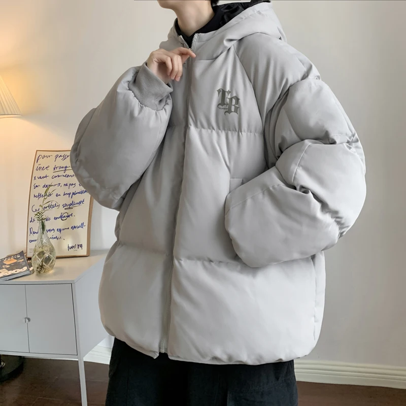 

Thiened Warmth Cotton Jaet for Boys Winter Faion Casual Brand Bread Clothes Pure Color Zipper Hooded Waterproof