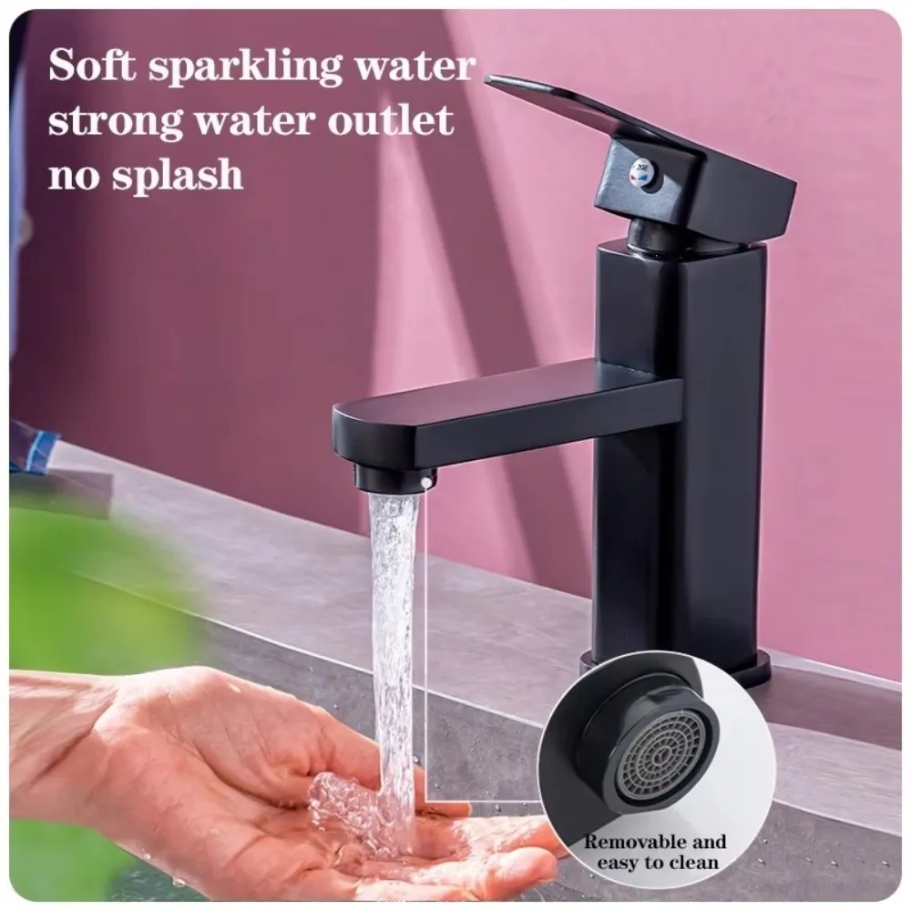 

Easy Operation Countertop Mount Bathroom Faucet Anti-Leakage Rust-proof Sink Faucet Sink Tap Square Lavatory Faucet Bathroom